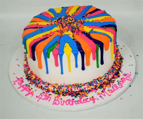 Rainbow Colored Drip Cake