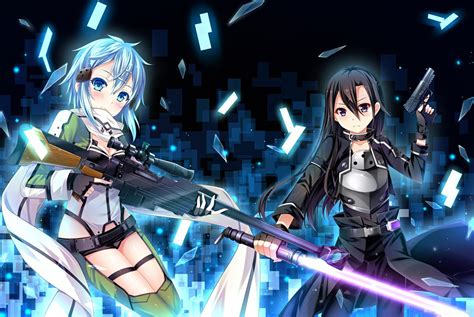 Sword Kirigaya Kazuto Anime Sniper Rifle Asada Shino Sword Art Online Gun Gale Online HD