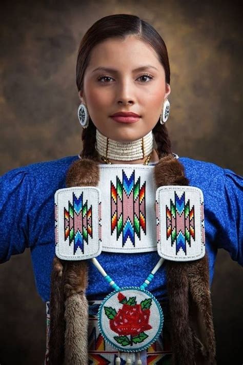 Beautiful Native American Princess In Traditional Dress Native