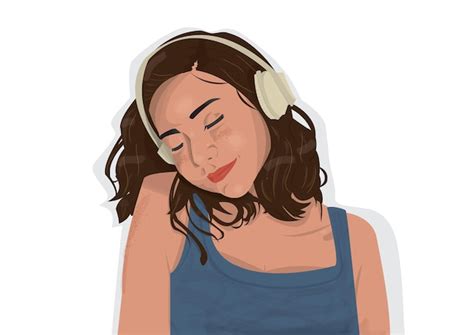 Premium Vector Girl Listen To Music Vector Illustration