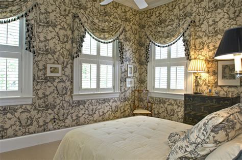 Toile of black and cream exudes classic style and sophistication until you put it in a bedroom with a bedroom painted crimson red, deep purple or even chalkboard black transforms the pattern from. Toile Bedroom - Traditional - Bathroom - charleston - by ...