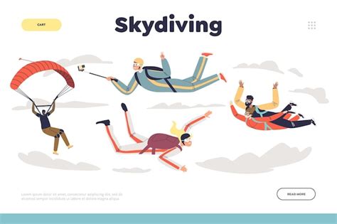Premium Vector Skydiving Concept Of Landing Page With People Jumping