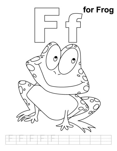 F For Frog Coloring Page With Handwriting Practice Alphabet Coloring