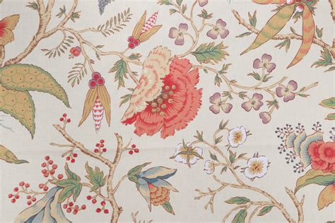 Thibaut Chinoiserie Floral F95341 Printed Drapery Fabric In Cream