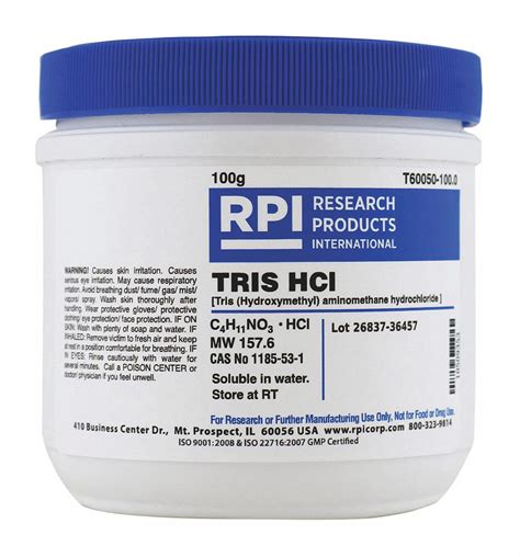 Rpi Tris Hydrochloride 100g 30uc34t60050 1000 Grainger