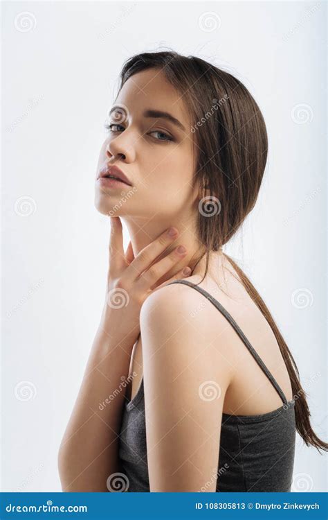 Brunette Irresistible Woman Choosing Her Path Stock Image Image Of