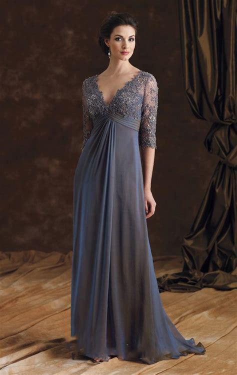 Sexy V Neck Grey Lace Long Mother Of The Bride Dresses 2016 Half