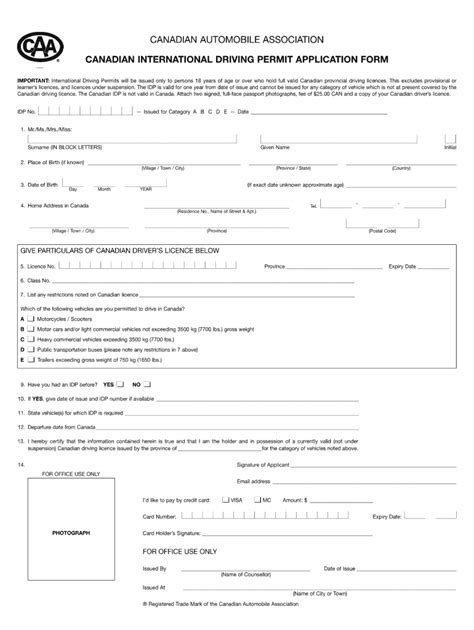 Canada International Driving Permit Application Form Fill And Sign