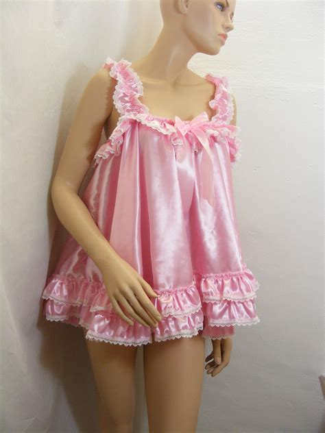 Sissy Satin Baby Doll Nightie Negligee Dress Top Cosplay Etsy