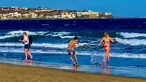 Gran Canaria Maspalomas To Playa Del Ingles Beach Walk January Youtube