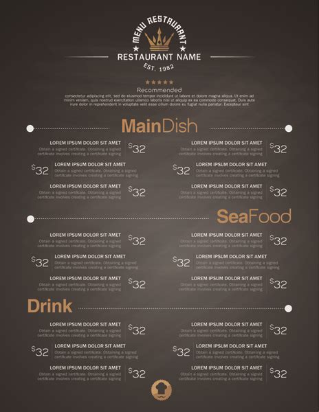Restaurant Menu Price List Template Vector Free Vector In Encapsulated
