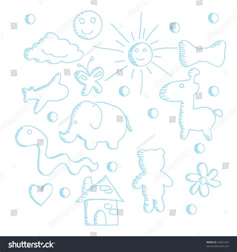 Cartoon Doodle For Wallpaper, Kids, Icons And Others Stock Vector
