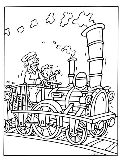 Kleurplaat Stoomtrein met machinist Kleurplaten.nl