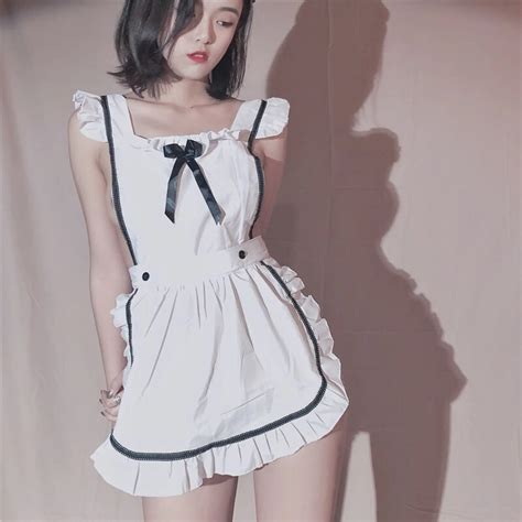 Bust Open Maid Cosplay Costume Sexy Catwomen Kitty Outfit Cotton Apron
