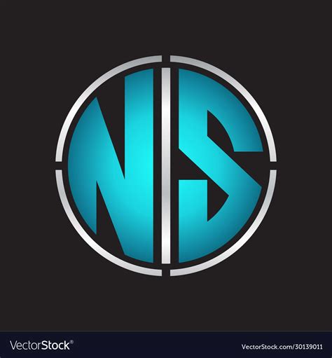 Ns Logo Initial With Circle Line Cut Design Vector Image