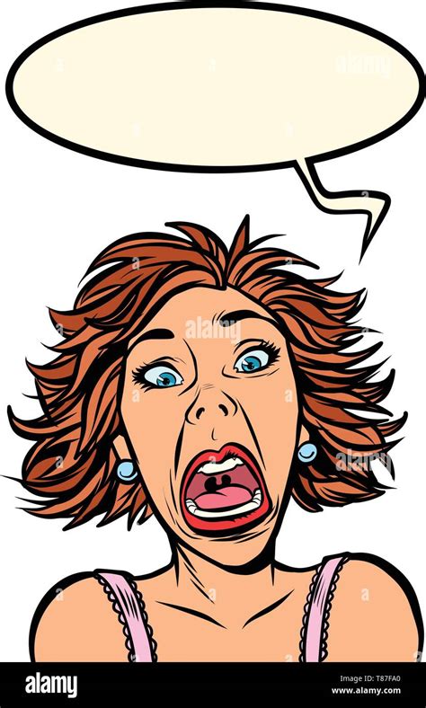 Funny Woman Screams Strange Facial Expressions Comic Cartoon Pop Art