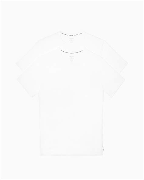 Modern Cotton Stretch Crew Neck T Shirts 2 Pack White Calvin Klein