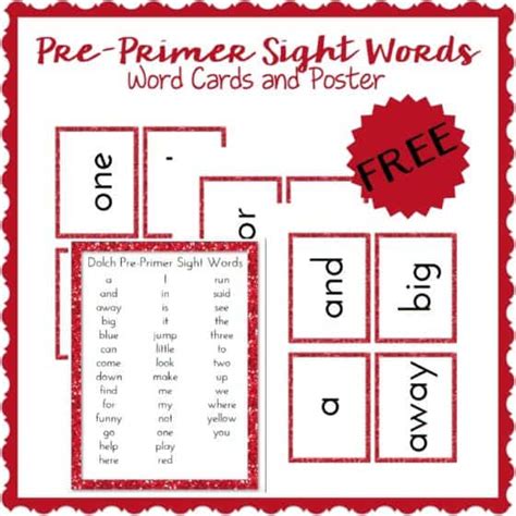 Pre Primer Sight Words Poster And Flash Cards Homeschool Preschool