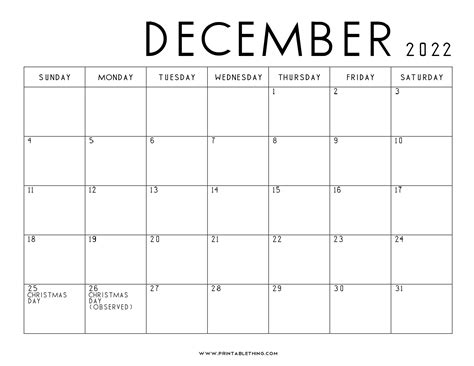 Printable Calendar December 2022 Free Letter Templates