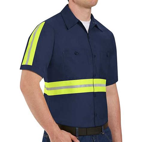 Red Kap Mens Enhanced Visibility Short Sleeve Industrial Work Shirt
