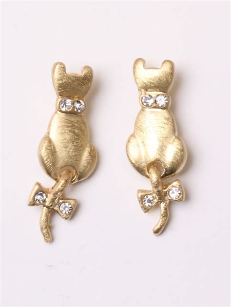 Pin By Terri Hafiz Fetter On Accessorize Gold Cat Earrings Cat