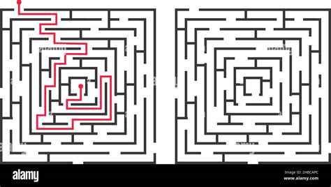 Square Labyrinth Game With Solution Route Finding Puzzle Simple