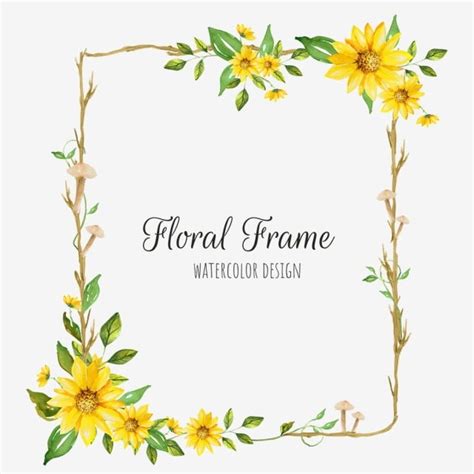 Yellow Floral Frame Png Floral Png Fundo Imagem Png E Vetor Para
