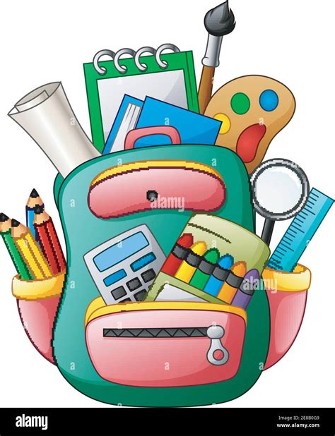 Vector Illustration Of School Bag With School Supplies Stock Vector
