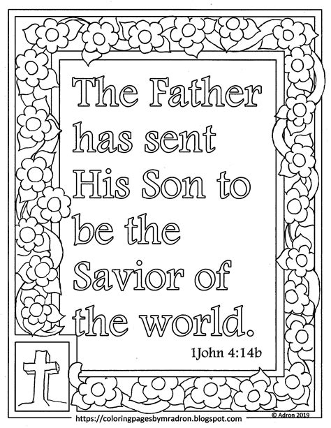 Bible coloring pages, coloring book pictures, christian coloring pages and more. Print and Color 1 John 4:14 Page. The Father has sent his ...
