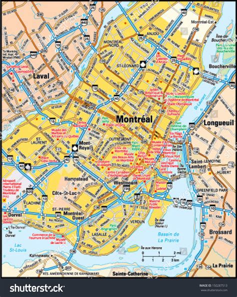 Montreal Quebec Area Map Stock Vector Shutterstock
