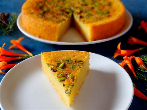 Orange Semolina Cake Eggless And Low Fat Drizzled With Citrusy Honey