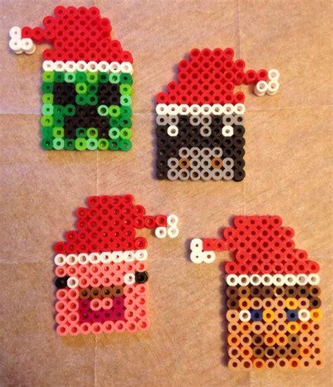 Minecraft Perler Bead Christmas Ornaments Hama Beads Christmas Diy