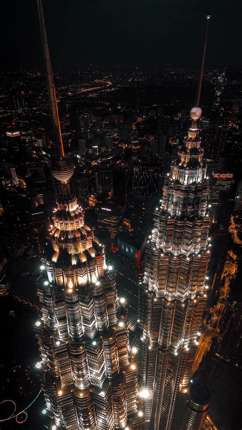 Download Wallpaper 1350x2400 Night City Buildings Aerial View