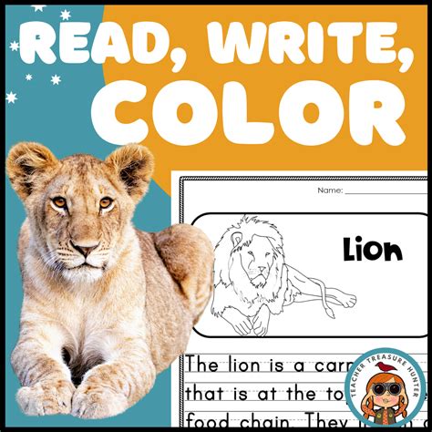 Lion African Animal Reading And Writing Activity Read Write Color