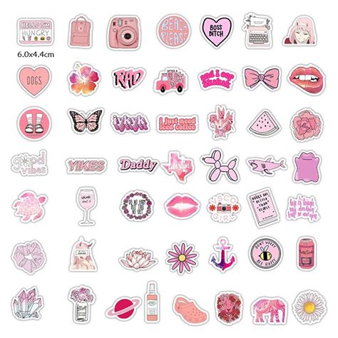 Bubblegum Pink Random Sticker Set Cute Aesthetic Girlish Pink Summer