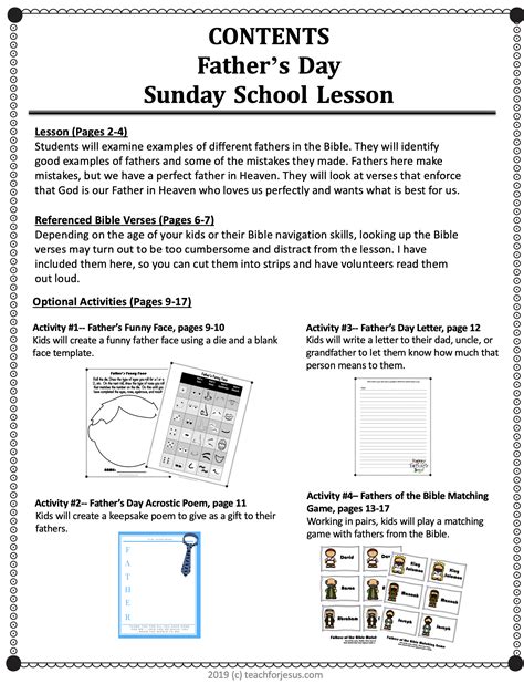 Fathers Day Lesson Plans For Preschool Sunday School School Walls