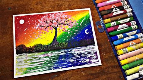 Rainbow Scenery Drawing With Oil Pastels Drawing With Oil Pastels Is