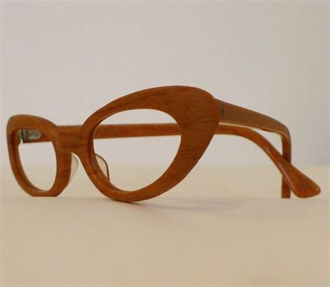 Swank Wood Grain Cateye Eyeglasses Faux Bois Horn By Bibbysrocket