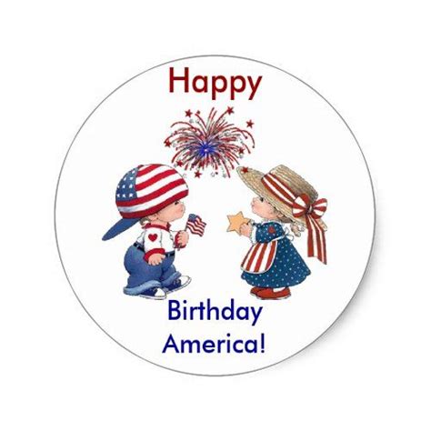 Vintage Happy Birthday America Classic Round Sticker In