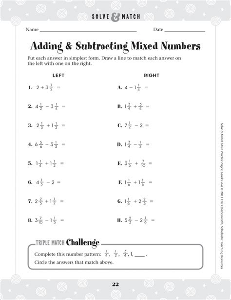 Add And Subtract Unlike Mixed Numbers Independent Practice Worksheet
