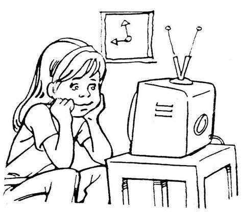 Desenhos De Menina Assistindo Televis O Para Colorir E Imprimir Colorironline Com