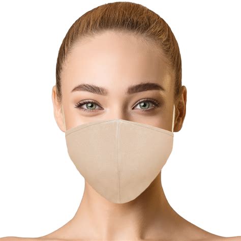 Dalix Skin Tone Cloth Face Mask 3 Layer Filter Pocket Nose Piece In