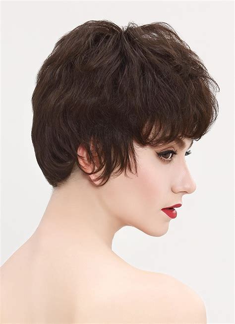 Short Brown Wavy Remy Human Hair Capless Wig New Wigs Online Au