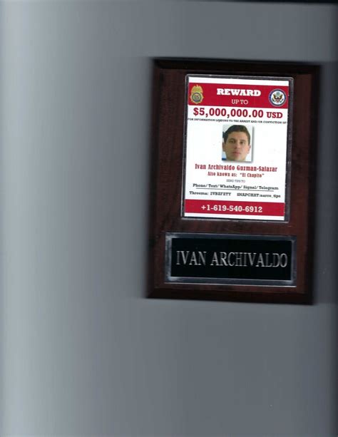 Ivan Archivaldo Wanted Plaque Mexico Organized Drug Cartel Guzman El