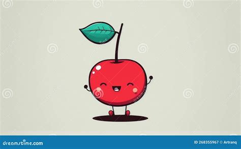 Cute Cherry Chibi Picture Cartoon Happy Drawn Characters Stock Image