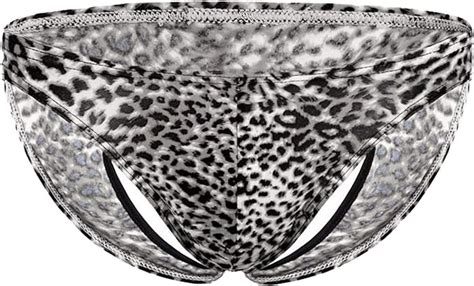 Jier Sexy Mens Underwear Leopard Print Bulge Briefs Bikini Panties Mens Sexy Leopard Print Low