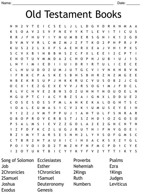 Old Testament Books Word Search Wordmint