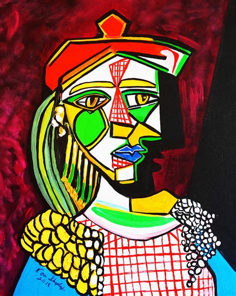 Red Squares Picasso Style Painting By Nora Shepley Fine Art America