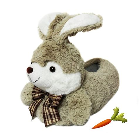 Fuzzy Winter Animal Bunny Slippers For Adult Women Khaki Ct184zn8sy9
