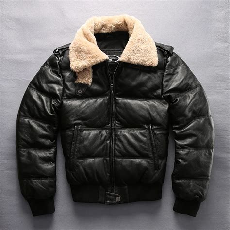 Harleyangel 2018 Mens Genuine Leather Down Coats Leather Jacket Fashion